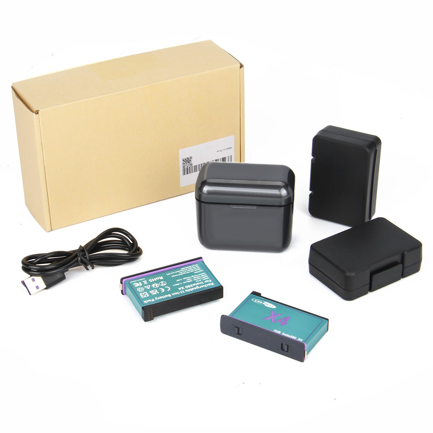 2x 3.0Ah 3.85V JH-X4 Ersatzbatterie + Power-Box-Ladegerät für Insta360 X4 Action-Kamera