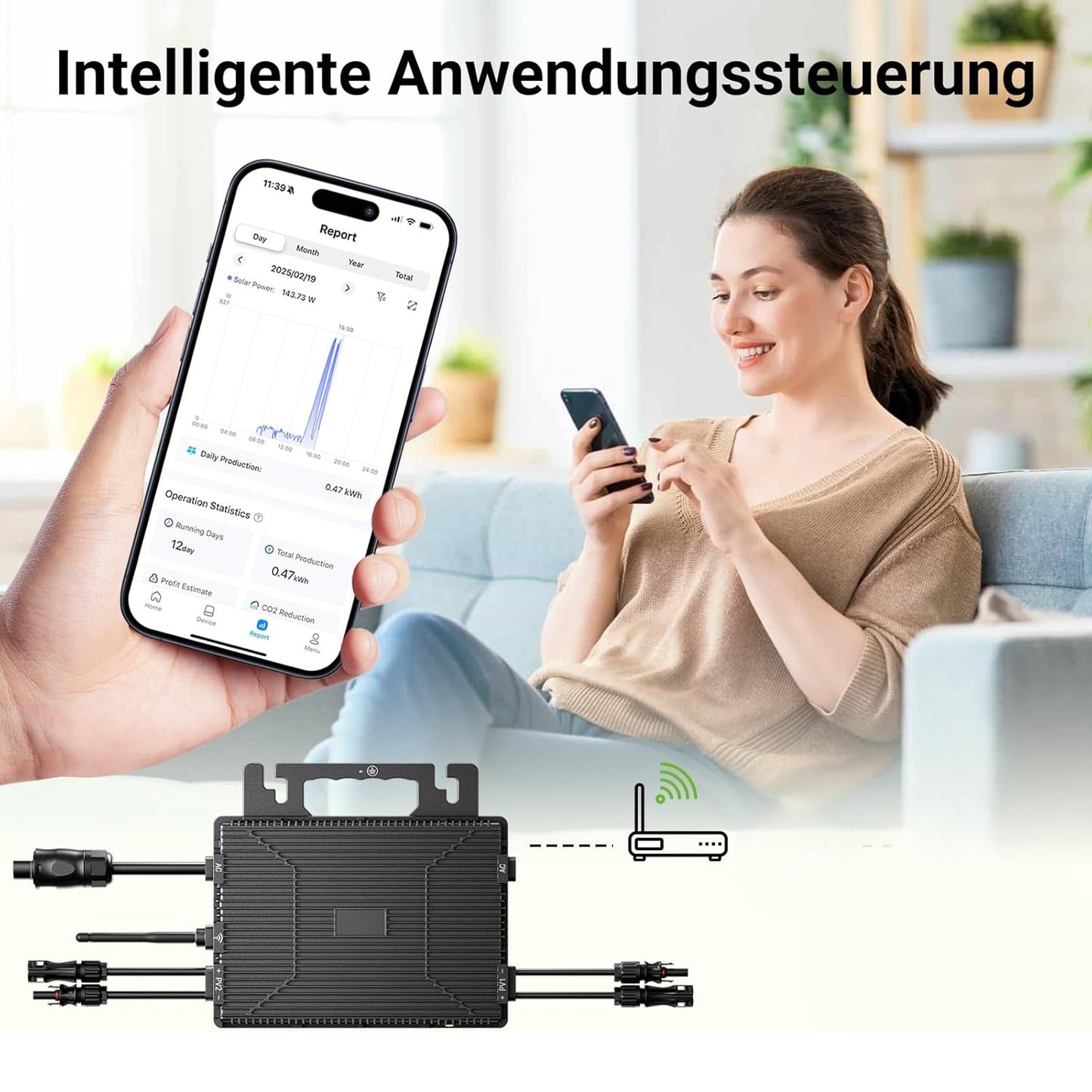 Balkonkraftwerk 800W flexibles Solarkit mit 4 x 200 W flexiblen Solarmodulen und Wechselrichter 800 W, Plug & Play mit 5 m AC-Kabel