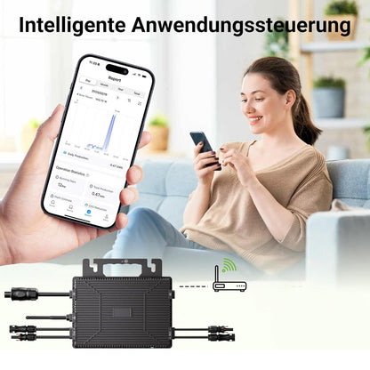 Balkonkraftwerk 800W flexibles Solarkit mit 4 x 200 W flexiblen Solarmodulen und Wechselrichter 800 W, Plug & Play mit 5 m AC-Kabel