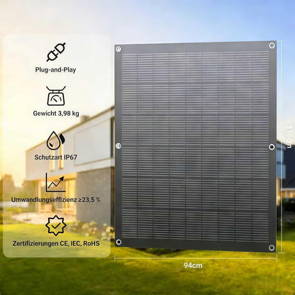 Balkonkraftwerk 800W flexibles Solarkit mit 4 x 200 W flexiblen Solarmodulen und Wechselrichter 800 W, Plug & Play mit 5 m AC-Kabel