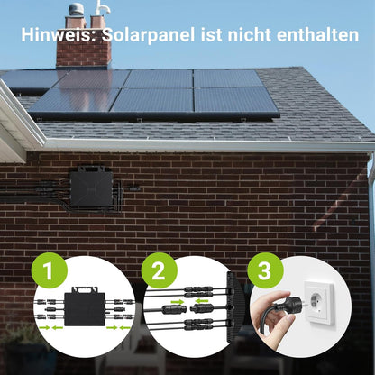 Micro-Wechselrichter 1600 W, Wechselrichter für Balkonkraftwerk mit WLAN, Plug & Play, App-Steuerung, 5 m AC-Kabel, PV-Wechselrichter