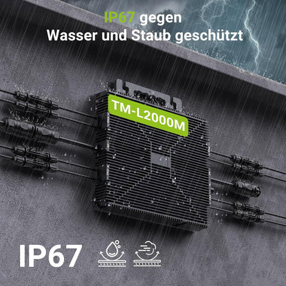 Mikro-Wechselrichter 2000W, Wechselrichter für Balkonkraftwerk mit WLAN, Plug & Play, App-Steuerung, 5 m AC-Kabel, PV-Wechselrichter