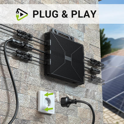 Micro-Wechselrichter 1600 W, Wechselrichter für Balkonkraftwerk mit WLAN, Plug & Play, App-Steuerung, 5 m AC-Kabel, PV-Wechselrichter