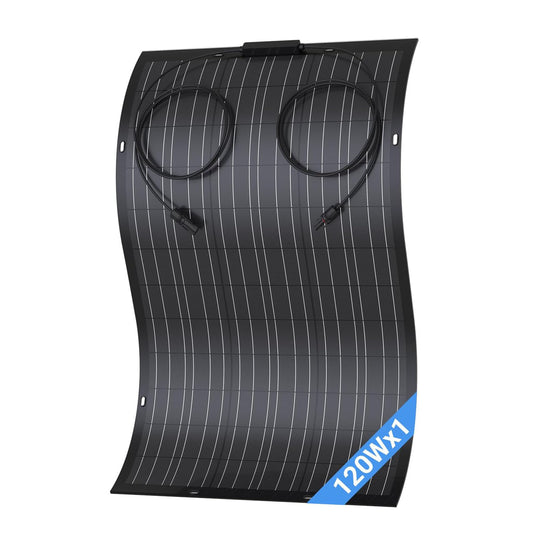 120 W flexibles Solarpanel, 1 x 120 W Balkon-Monokristallin-Flexmodul, IP67-Solarzelle, photovoltaisch, netzunabhängig für Wohnmobil, Auto, Schuppendach, Boot