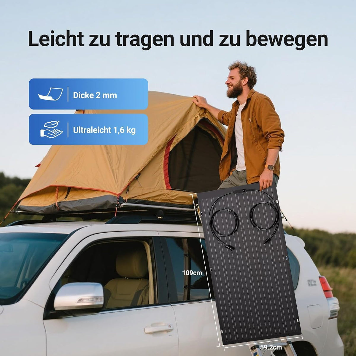 120 W flexibles Solarpanel, 1 x 120 W Balkon-Monokristallin-Flexmodul, IP67-Solarzelle, photovoltaisch, netzunabhängig für Wohnmobil, Auto, Schuppendach, Boot