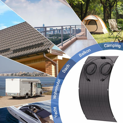 120 W flexibles Solarpanel, 1 x 120 W Balkon-Monokristallin-Flexmodul, IP67-Solarzelle, photovoltaisch, netzunabhängig für Wohnmobil, Auto, Schuppendach, Boot