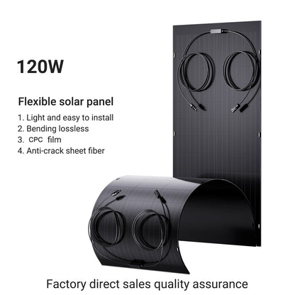 240W flexibles Solarpanel-Set, 2 x 120 W flexible Solarzellenmodule, IP67 für Balkon, Wohnmobil, Auto, Schuppen, Dach, Boot, Off-Grid
