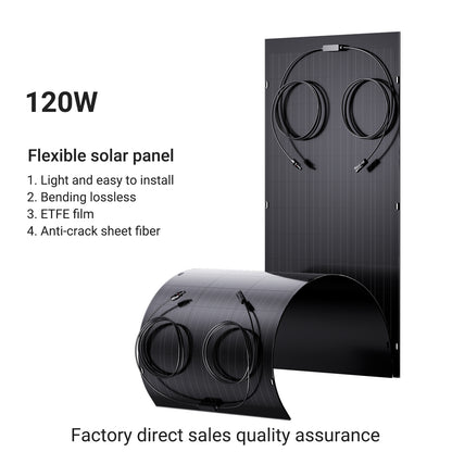 240W flexibles Solarpanel-Set, 2 x 120 W flexible Solarzellenmodule, IP67 für Balkon, Wohnmobil, Auto, Schuppen, Dach, Boot, Off-Grid