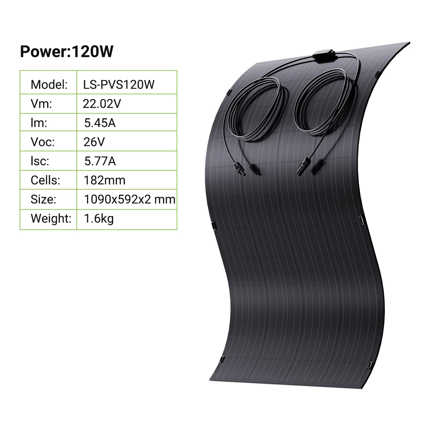 240W flexibles Solarpanel-Set, 2 x 120 W flexible Solarzellenmodule, IP67 für Balkon, Wohnmobil, Auto, Schuppen, Dach, Boot, Off-Grid