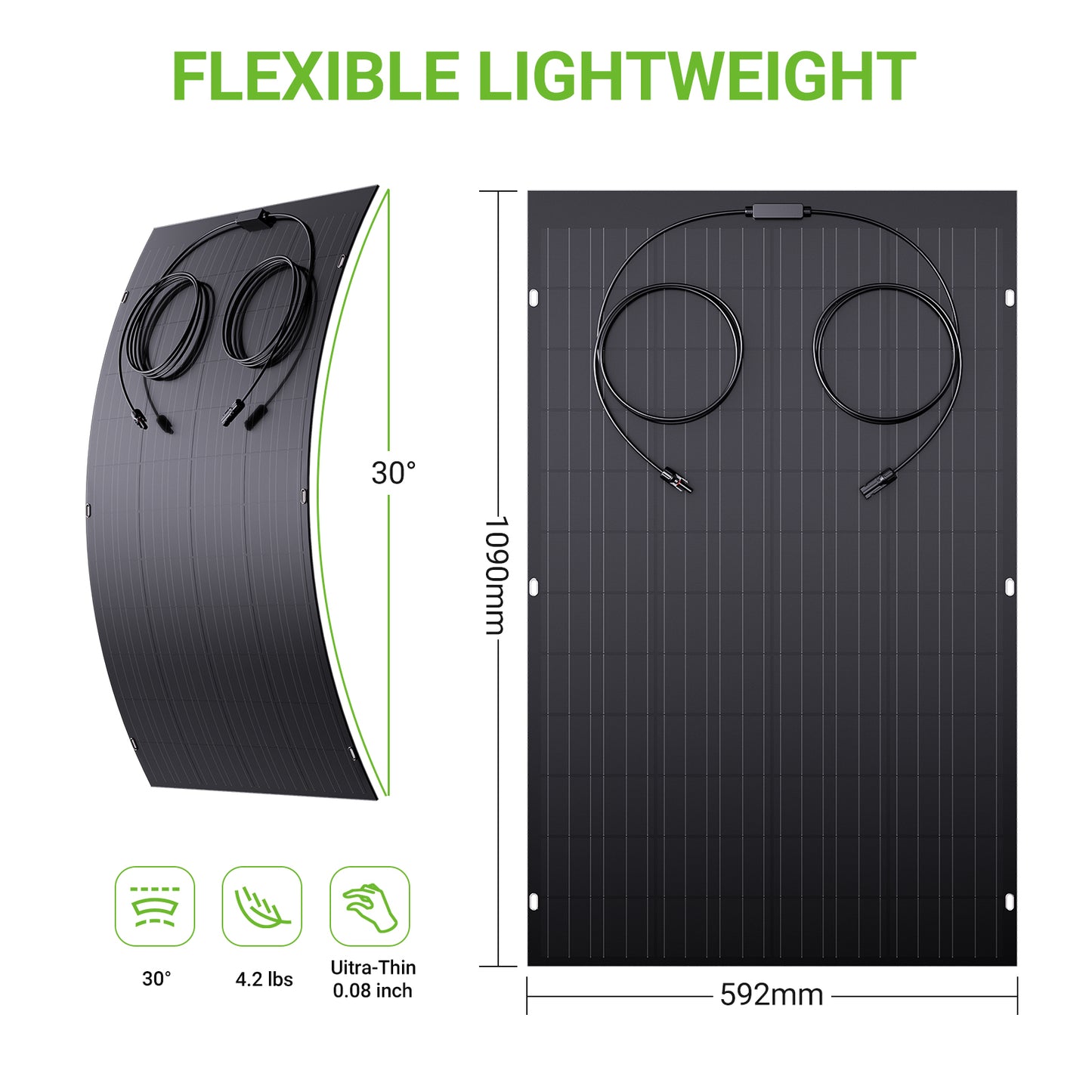 240W flexibles Solarpanel-Set, 2 x 120 W flexible Solarzellenmodule, IP67 für Balkon, Wohnmobil, Auto, Schuppen, Dach, Boot, Off-Grid