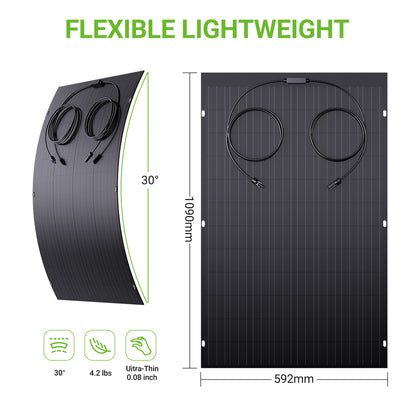 240W flexibles Solarpanel-Set, 2 x 120 W flexible Solarzellenmodule, IP67 für Balkon, Wohnmobil, Auto, Schuppen, Dach, Boot, Off-Grid