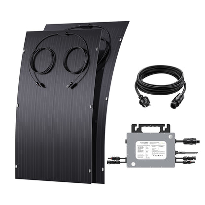 240W flexibles Solarpanel-Set, 2 x 120 W flexible Solarzellenmodule, IP67 für Balkon, Wohnmobil, Auto, Schuppen, Dach, Boot, Off-Grid