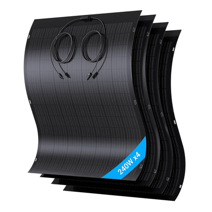 960W flexibles Solarpanel-Set, 4 x 240 W flexible Solarmodule, IP67, photovoltaische Solarmodule für netzunabhängigen Betrieb, für Wohnmobil, Auto, Schuppen, Dach, Boot, Balkon