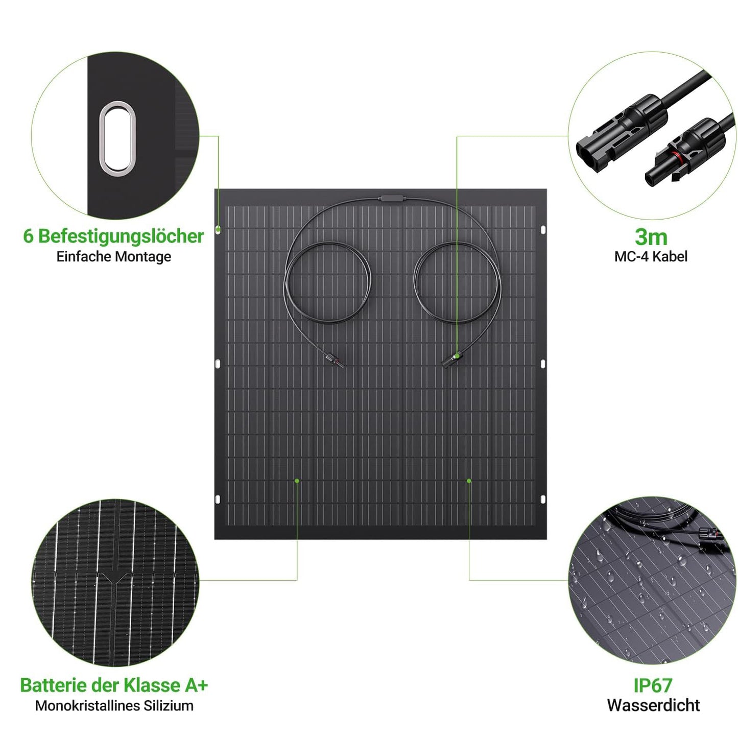 960W flexibles Solarpanel-Set, 4 x 240 W flexible Solarmodule, IP67, photovoltaische Solarmodule für netzunabhängigen Betrieb, für Wohnmobil, Auto, Schuppen, Dach, Boot, Balkon