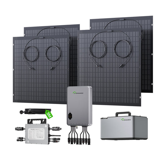 Balkonkraftwerk 800W flexibles Solarkit mit 4 x 200 W Solarmodulen, 800W Wechselrichter, 1600W Smart Hub & 1024WH Power Box