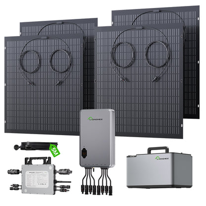 Balkonkraftwerk 800W flexibles Solarkit mit 4 x 200 W Solarmodulen, 800W Wechselrichter, 1600W Smart Hub & 1024WH Power Box