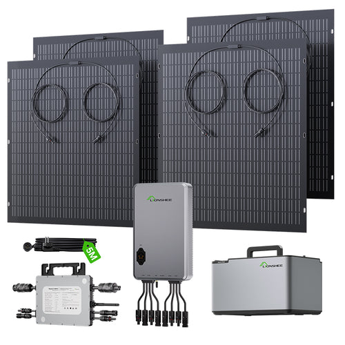 Balkonkraftwerk 800W flexibles Solarkit mit 4 x 200 W Solarmodulen, 800W Wechselrichter, 1600W Smart Hub & 1024WH Power Box
