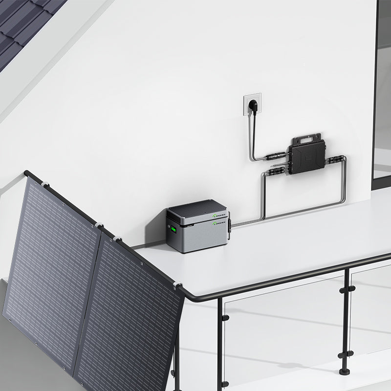 Balkonkraftwerk 800W flexibles Solarkit mit 4 x 200 W Solarmodulen, 800W Wechselrichter, 1600W Smart Hub & 1024WH Power Box