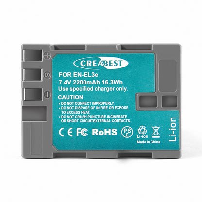 2X 2.2Ah EN-EL3E Battery +Dual Charger For Nikon D70 D70S D100 D50 D90 D700 D300