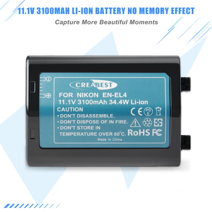 3100mAh EN-EL4 Akku für Nikon EN-EL4e F6 D2X D2Xs D2H D2Hs D3 D3S D3X EN-EL4a