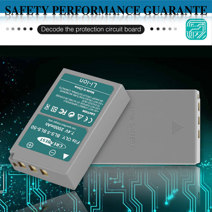 2x BLS-5 BLS-50 PS-BLS5 2000mAh Kameraakku + Doppel-Ladegerät für Olympus PEN