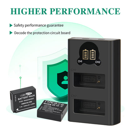 2er-Pack DMW-BLE9E Batterieladegerät Für Panasonic Lumix GF5 GX7 DMC- GF3 DC-G110 GX85