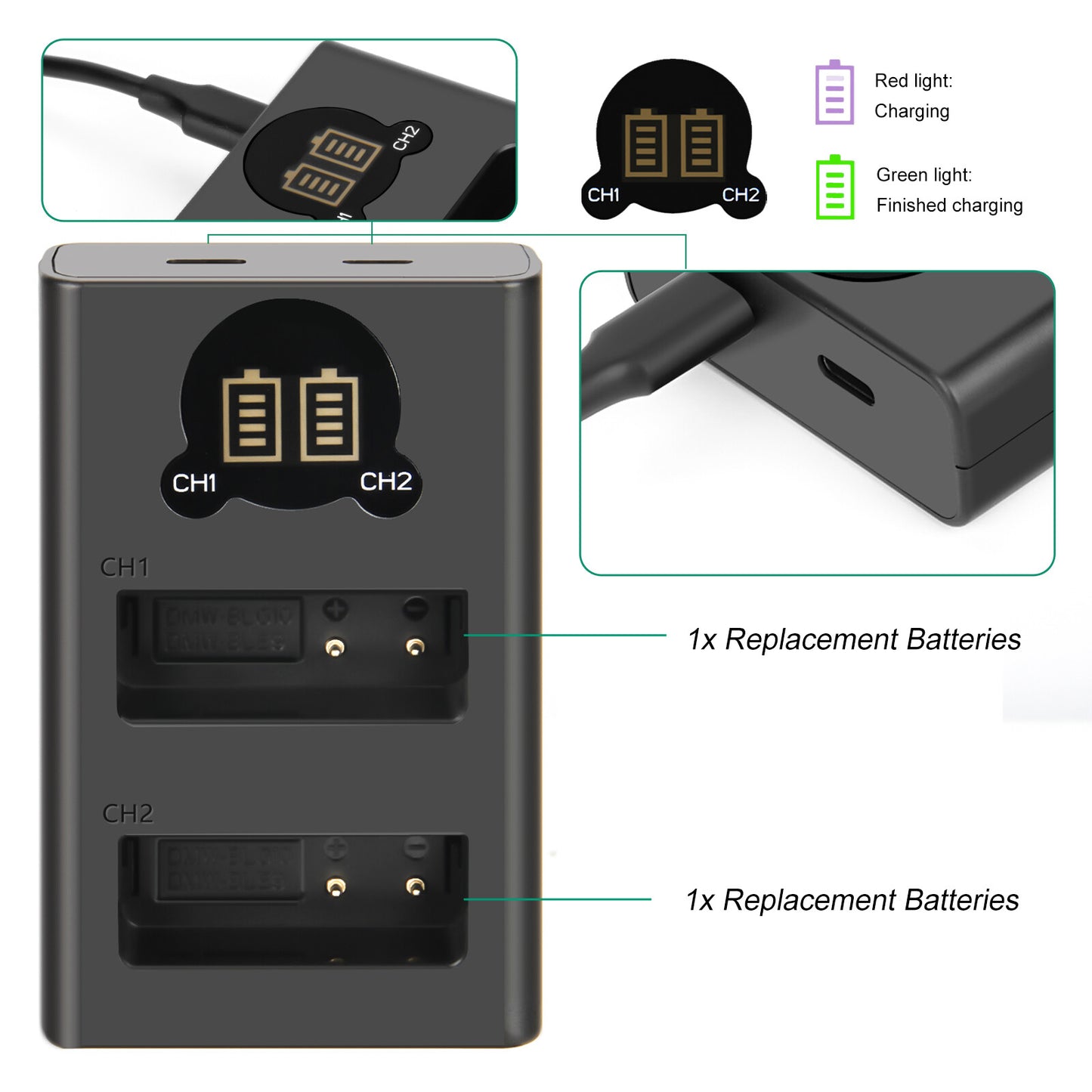 2er-Pack DMW-BLE9E Batterieladegerät Für Panasonic Lumix GF5 GX7 DMC- GF3 DC-G110 GX85