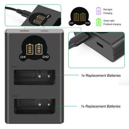 2er-Pack DMW-BLE9E Batterieladegerät Für Panasonic Lumix GF5 GX7 DMC- GF3 DC-G110 GX85