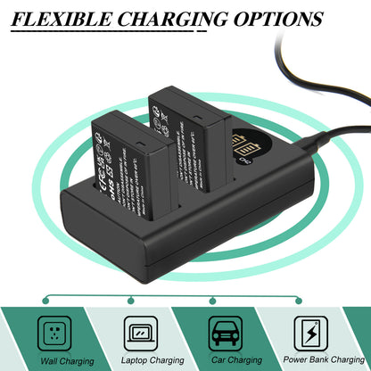 2er-Pack DMW-BLE9E Batterieladegerät Für Panasonic Lumix GF5 GX7 DMC- GF3 DC-G110 GX85