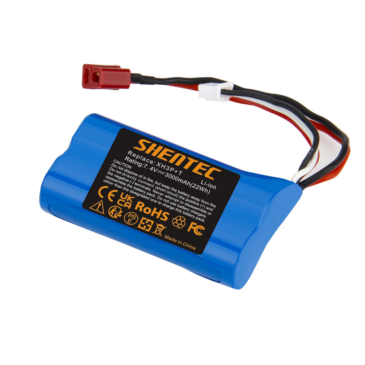 SHENTEC 7.4V 3.0Ah Li-Ion-Akku mit XH3P+T-Stecker für WLtoys 12401 12402 12403 RC-Auto