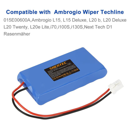 SHENTEC Rasenmäher-Li-Ion-Akku kompatibel mit Ambrogio Wipers Techline 015E00600A Ambrogio L15, L15 Deluxe, L20 b, L20 Deluxe, L20 Twenty, L20e Lite, i70, i100S, i130S, Next Tech D1