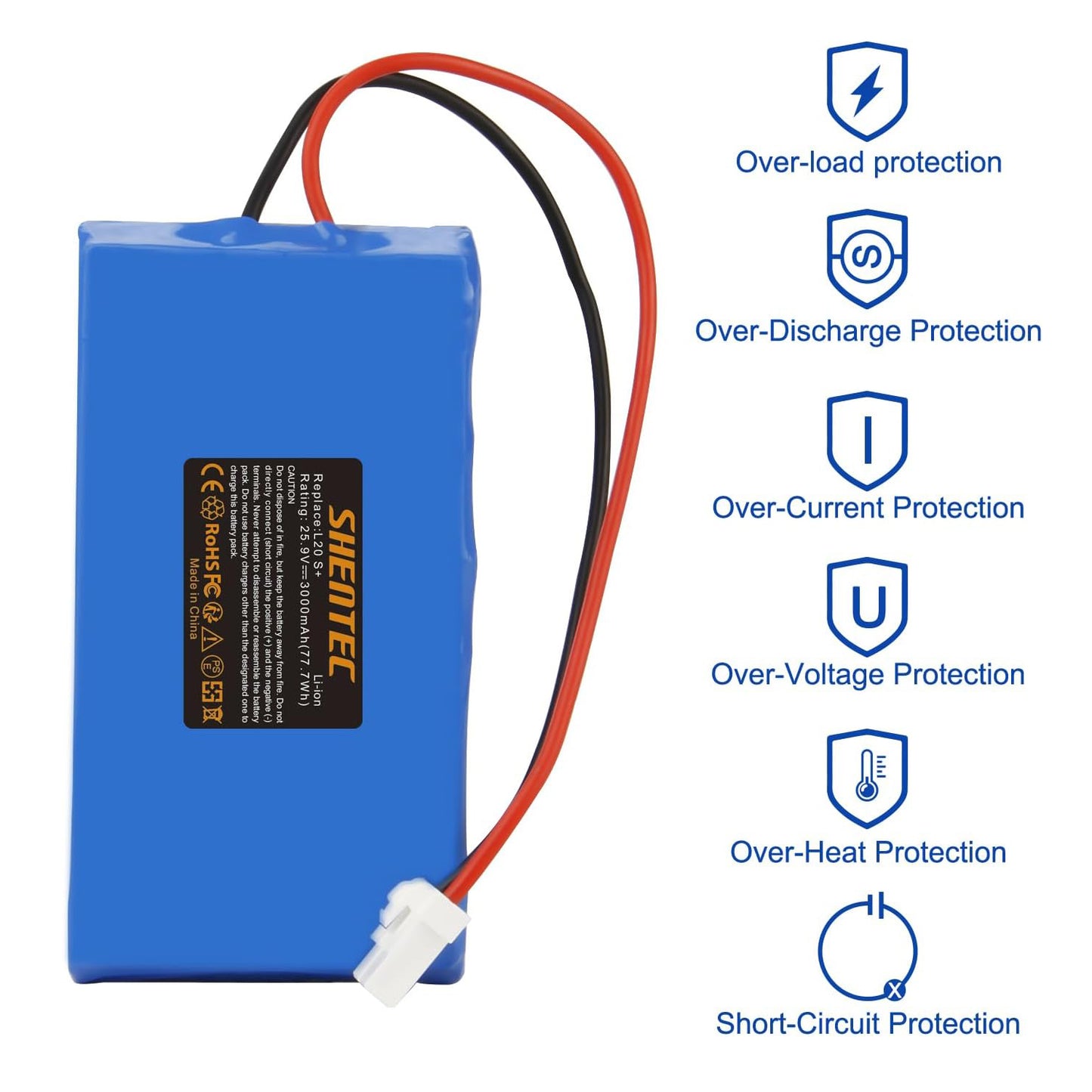 SHENTEC Rasenmäher-Li-Ion-Akku kompatibel mit Ambrogio Wipers Techline 015E00600A Ambrogio L15, L15 Deluxe, L20 b, L20 Deluxe, L20 Twenty, L20e Lite, i70, i100S, i130S, Next Tech D1
