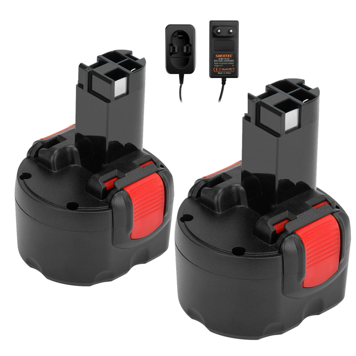 SHENTEC 2x 4500mAh-Akku + Ladegerät für Bosch BAT048 BAT100 PSR 960 GSR 9.6 BPT1041