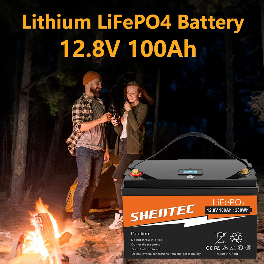 SHENTEC 12 V 100 Ah LiFePO4 Batterie Mit LED-Anzeige Eingebauter 100 A BMS Für Notstromversorgung