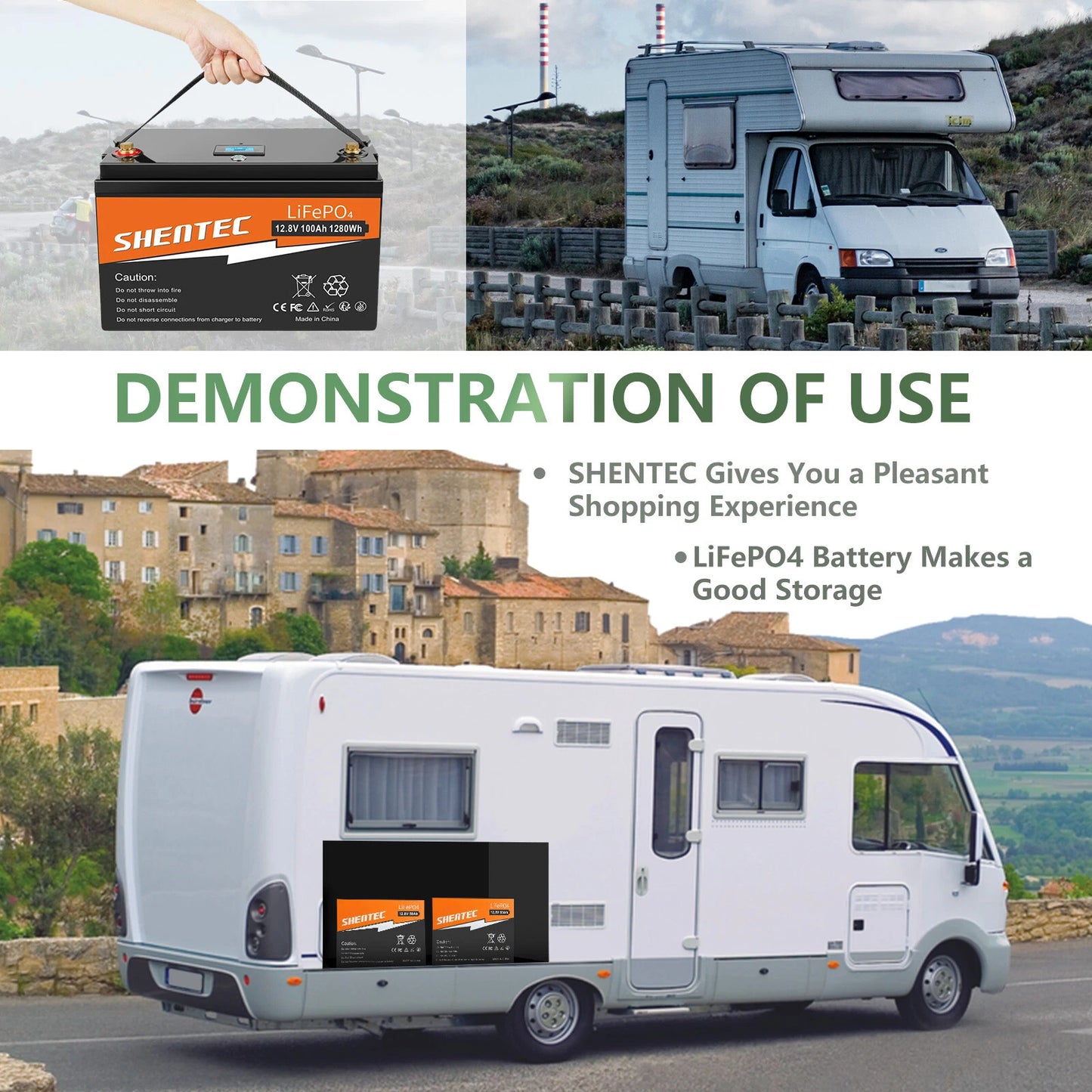 SHENTEC 12 V 100 Ah LiFePO4 Batterie Mit LED-Anzeige Eingebauter 100 A BMS Für Notstromversorgung