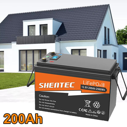 SHENTEC 12V 200Ah Lithium LiFePO4 Batterie für Boot & Wohnmobil 6000+ Zyklen