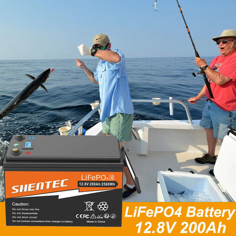 SHENTEC 12V 200Ah Lithium LiFePO4 Batterie für Boot & Wohnmobil 6000+ Zyklen