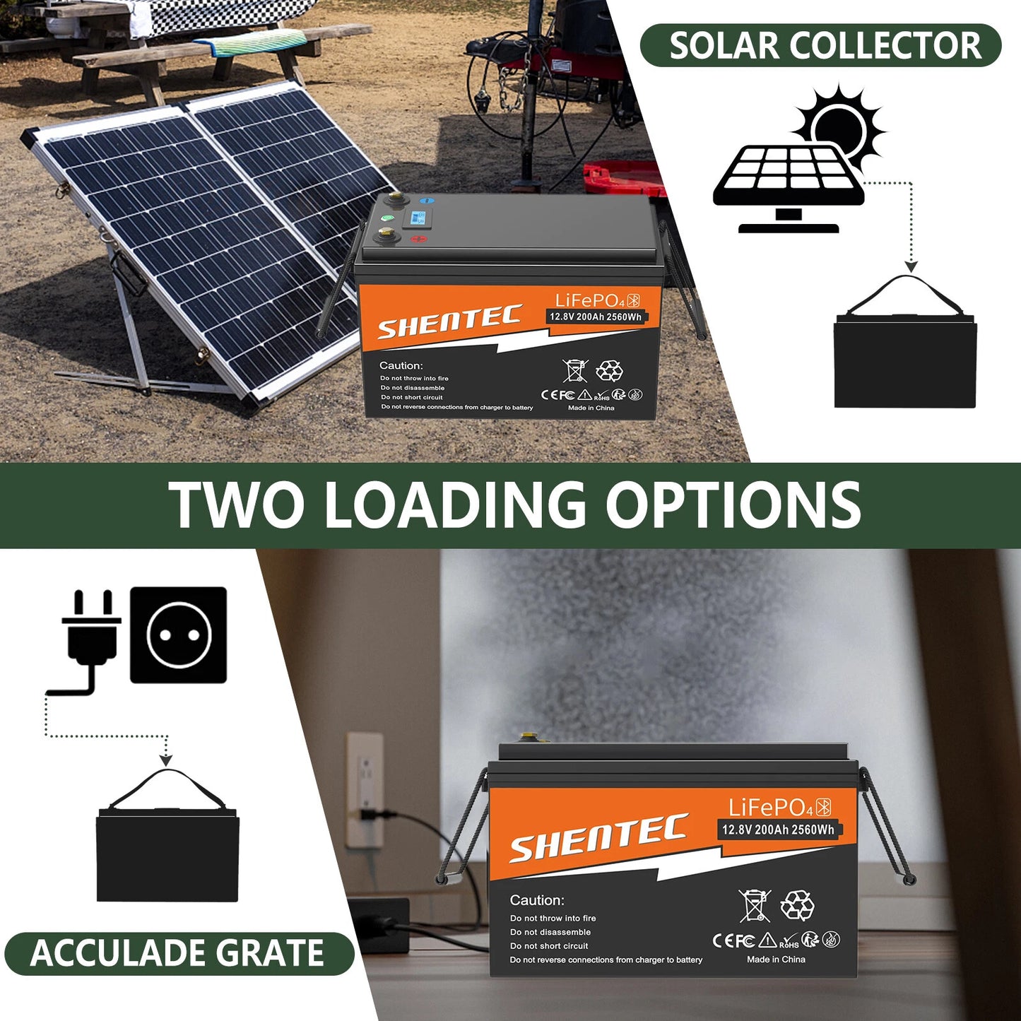 SHENTEC 12V 200Ah Lithium LiFePO4 Batterie für Boot & Wohnmobil 6000+ Zyklen