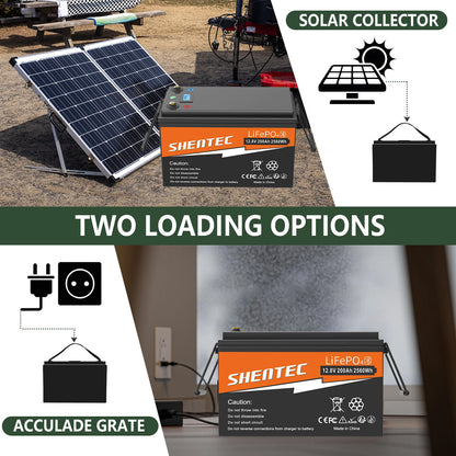 SHENTEC 12V 200Ah Lithium LiFePO4 Batterie für Boot & Wohnmobil 6000+ Zyklen