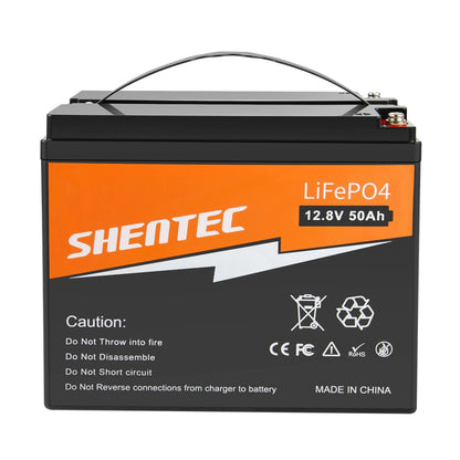 SHENTEC 12.8V 50Ah Lithium LiFePO4-Batterie für Solar, Wohnmobil, Boot, Caravan, Camping