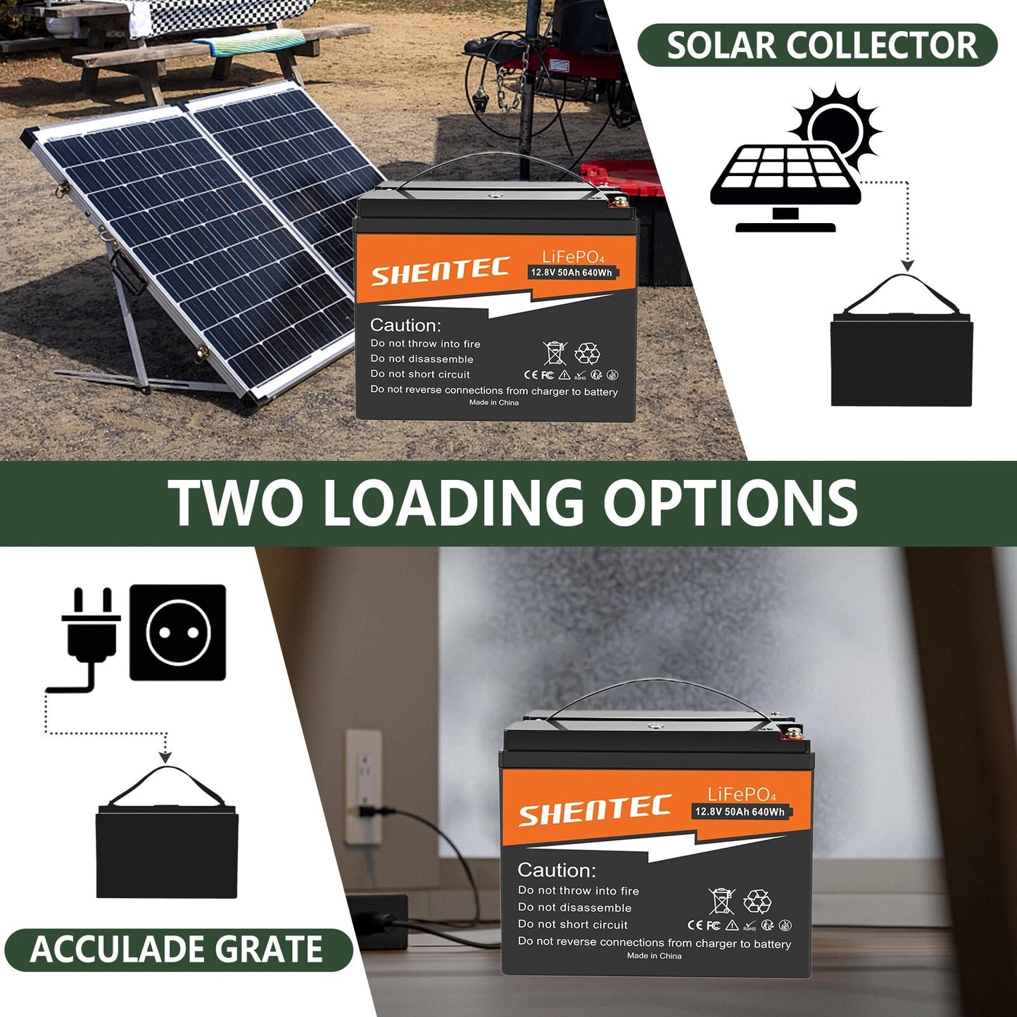 SHENTEC 12.8V 50Ah Lithium LiFePO4-Batterie für Solar, Wohnmobil, Boot, Caravan, Camping