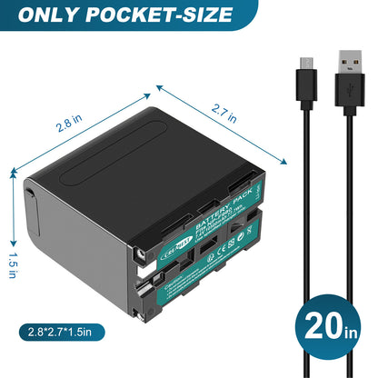 2X 7.4V NP-F970 10500mAh Akku für Sony NP-F930 F950 NP-F530 F960 NP-F990