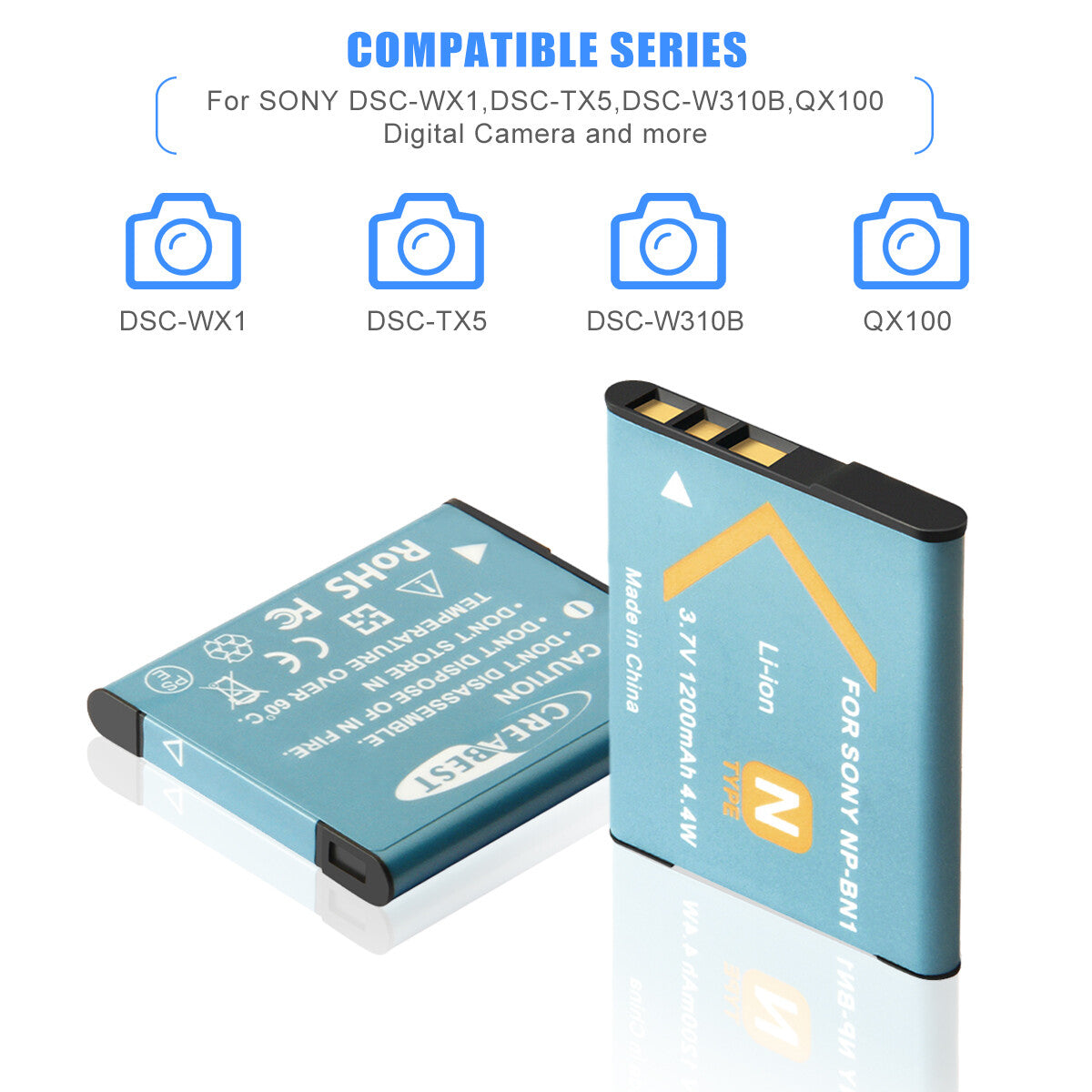 2er-Pack NP-BN1 Akku-Ladegerät für Sony Cyber-Shot DSC-W310 W800 W320 W350 W380