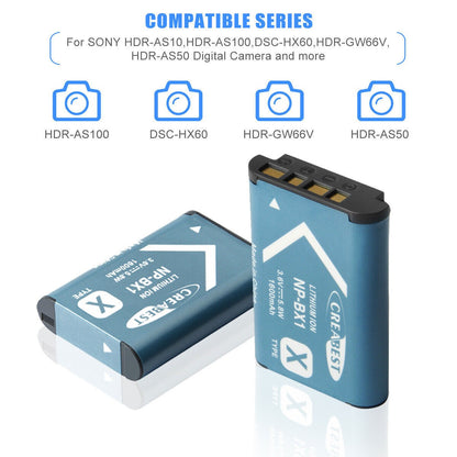 SHENTEC 2er-Pack NP-BX1-Akkus für Sony DSC-RX100, HX300, H400, WX350, WX400, HX50V, HX60