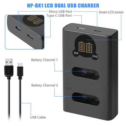 SHENTEC 2er-Pack NP-BX1-Akkus für Sony DSC-RX100, HX300, H400, WX350, WX400, HX50V, HX60