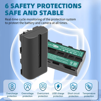 2er-Pack 7.2V NP-F550 Akku + Doppel-Ladegerät Für SONY NP-F970 NP-F960 F990 F950 F530 F330