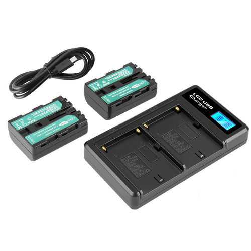 SHENTEC 2x Akku NP-FM500H +Ladegerät Für Sony Alpha DSLR/SLT A57 A68 A58 A300K/N A100