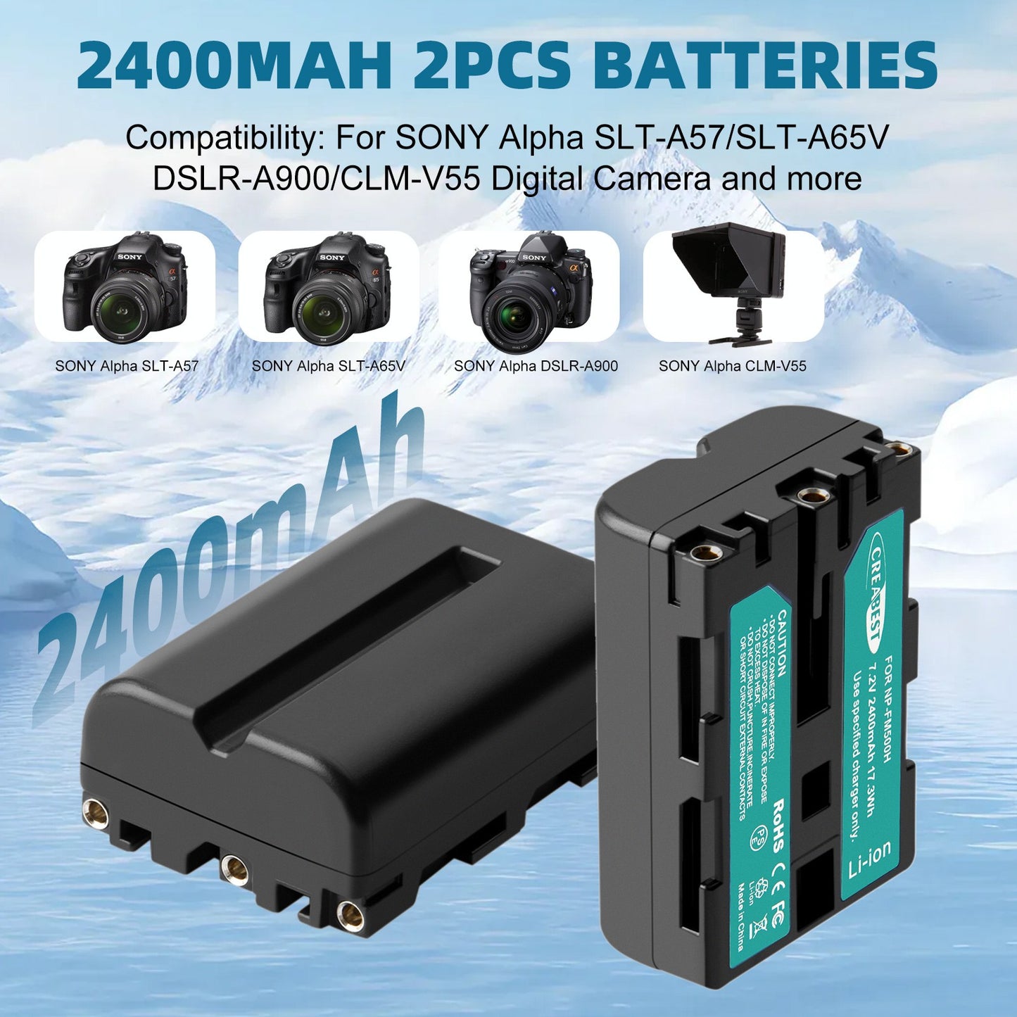 SHENTEC 2x Akku NP-FM500H +Ladegerät Für Sony Alpha DSLR/SLT A57 A68 A58 A300K/N A100