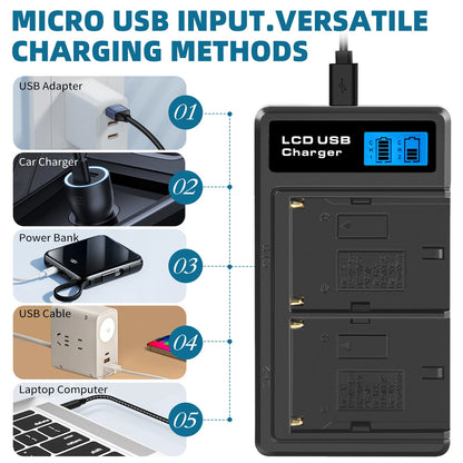 SHENTEC 2x Akku NP-FM500H +Ladegerät Für Sony Alpha DSLR/SLT A57 A68 A58 A300K/N A100