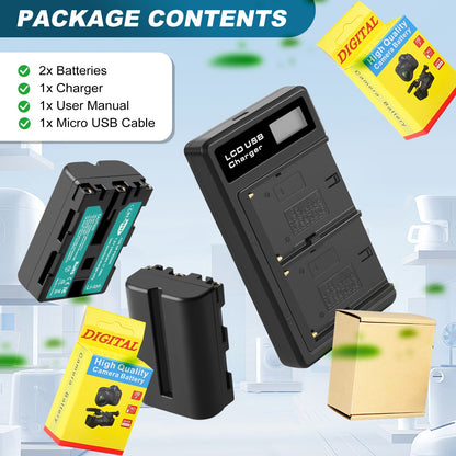 SHENTEC 2x Akku NP-FM500H +Ladegerät Für Sony Alpha DSLR/SLT A57 A68 A58 A300K/N A100